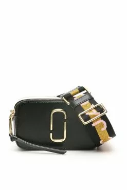 ( New Season ) Marc Jacobs The Logo Strap Snapshot Camera Bag Women, Black
