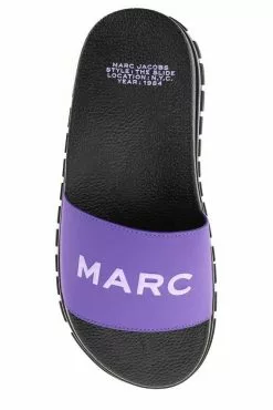 ( New Season ) Marc Jacobs Logo Printed Slip-On Slides Women, Purple -Marc Jacobs Store 240c93d3674365e27f97fa4486c9aa5d