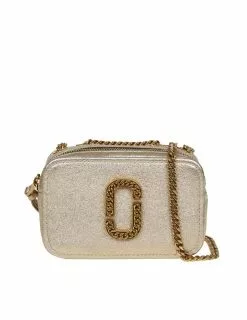 ( New Season ) Marc Jacobs Logo Plaque Chained Crossbody Bag Women, Gold