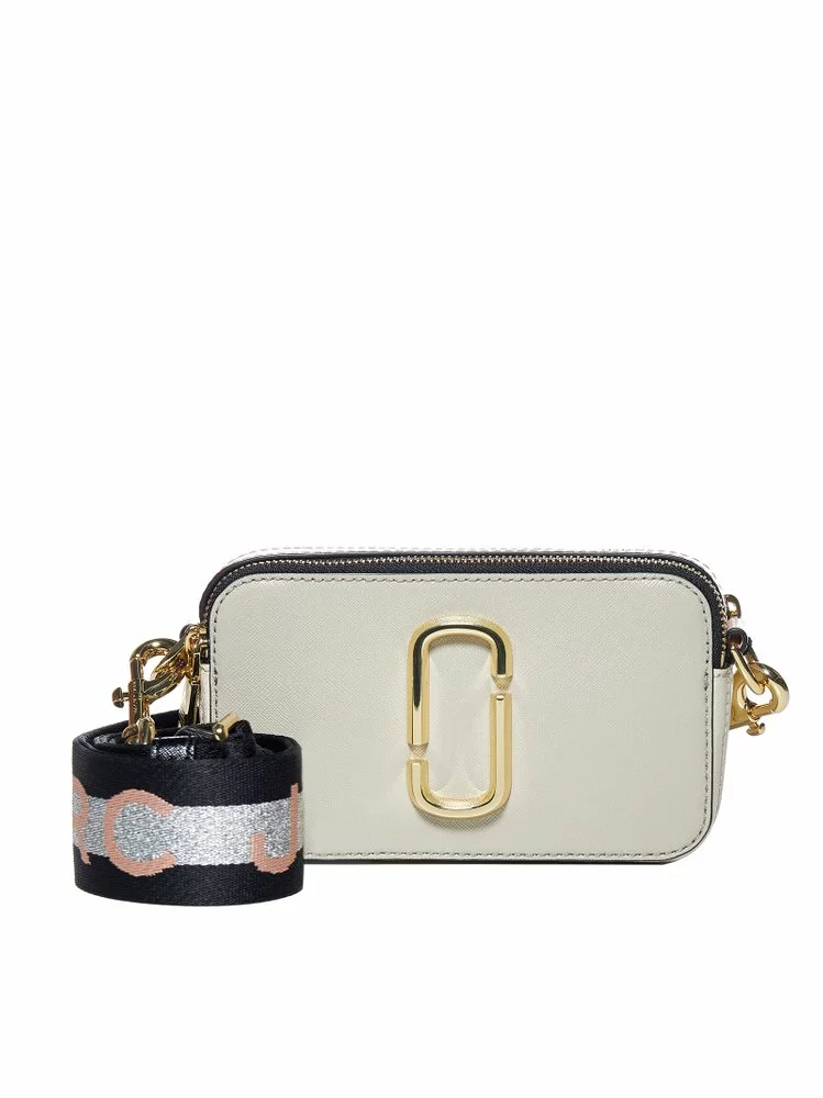 ( New Season ) Marc Jacobs The Logo Strap Snapshot Crossbody Bag Women, White 1 ( New Season ) Marc Jacobs The Logo Strap Snapshot Crossbody Bag Women, White