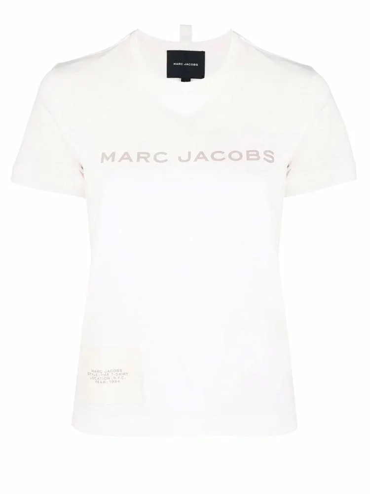 ( New Season ) Marc Jacobs Logo Print Crewneck T-Shirt Women, White 1 ( New Season ) Marc Jacobs Logo Print Crewneck T-Shirt Women, White