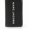 Marc Jacobs Textured Tag Logo Print Mini Wallet Women, Black