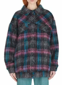 ( New Season ) Marc Jacobs Oversized Furry Plaid Jacket Women, Multi