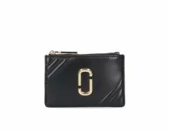 ( New Season ) Marc Jacobs The Glam Shot Zipped Wallet Women, Black