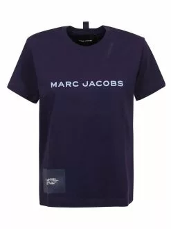 ( New Season ) Marc Jacobs Logo Print Crewneck T-Shirt Women, Blue