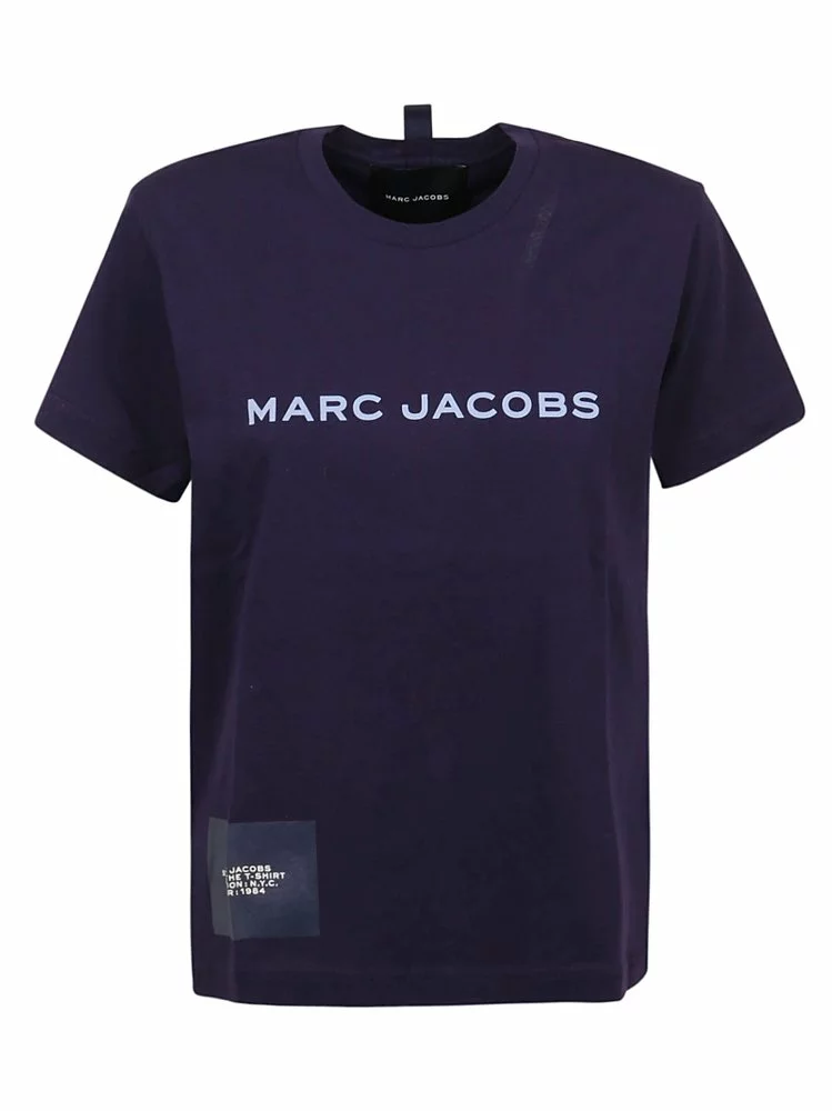 ( New Season ) Marc Jacobs Logo Print Crewneck T-Shirt Women, Blue 1 ( New Season ) Marc Jacobs Logo Print Crewneck T-Shirt Women, Blue