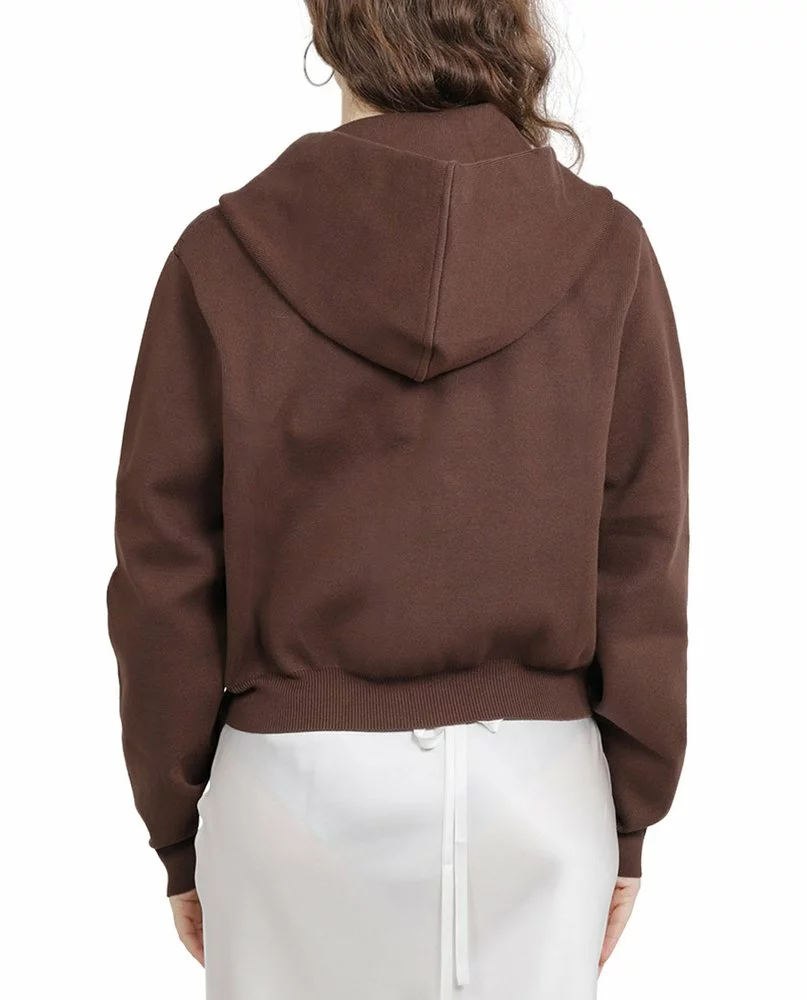 ( New Season ) Marc Jacobs Logo Intarsia-Knit Cropped Hoodie Women, Brown 2 ( New Season ) Marc Jacobs Logo Intarsia-Knit Cropped Hoodie Women, Brown - Image 2