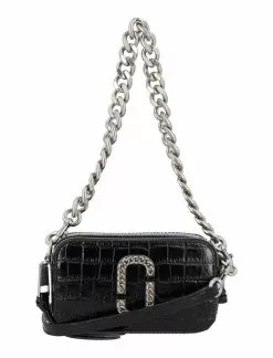 ( New Season ) Marc Jacobs Snapshot Embossed Chain Link Shoulder Bag Women, Black