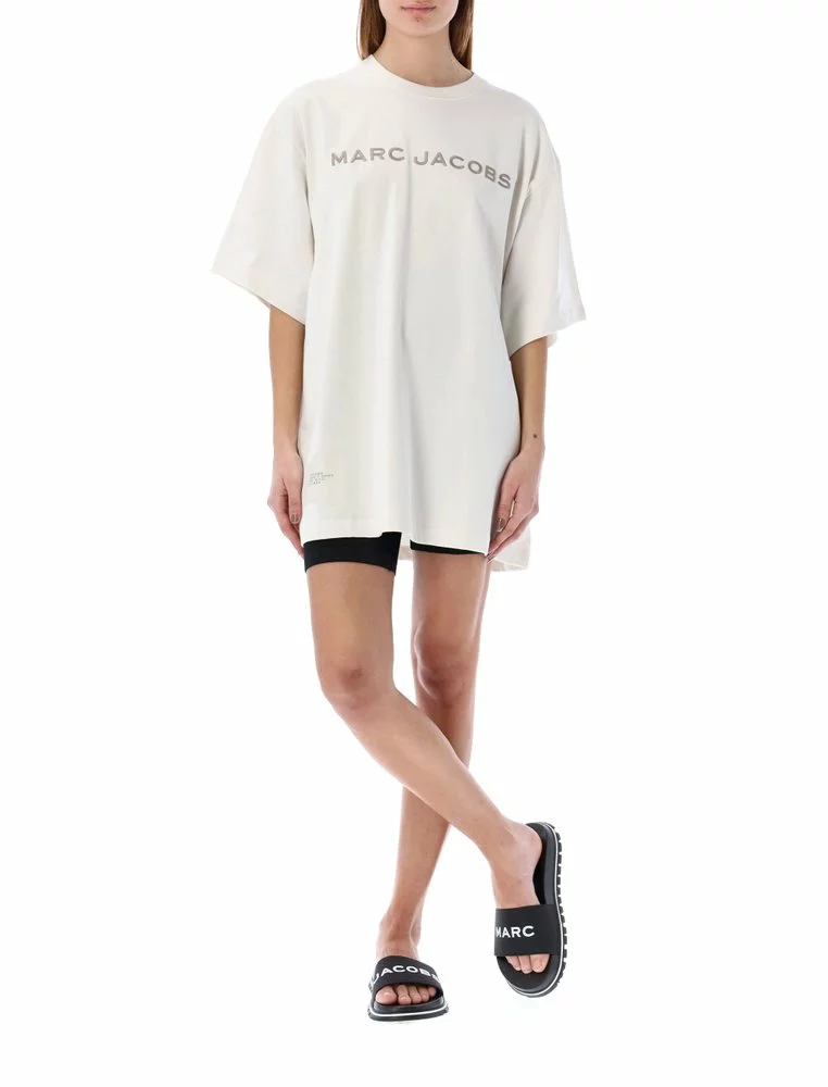 ( New Season ) Marc Jacobs Logo Embroidered Crewneck T-Shirt Women, White 3 ( New Season ) Marc Jacobs Logo Embroidered Crewneck T-Shirt Women, White - Image 3