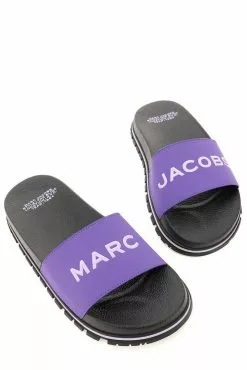 ( New Season ) Marc Jacobs Logo Printed Slip-On Slides Women, Purple -Marc Jacobs Store 835024022449f7c51dc87bb1d909926b