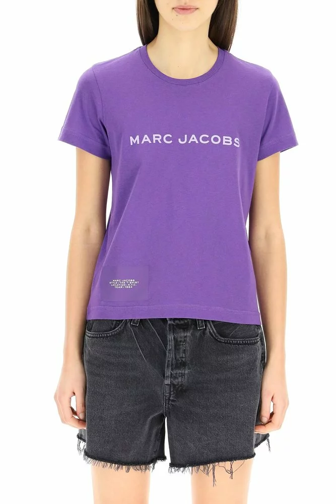 ( New Season ) Marc Jacobs Logo Print Crewneck T-Shirt Women, Purple 2 ( New Season ) Marc Jacobs Logo Print Crewneck T-Shirt Women, Purple - Image 2