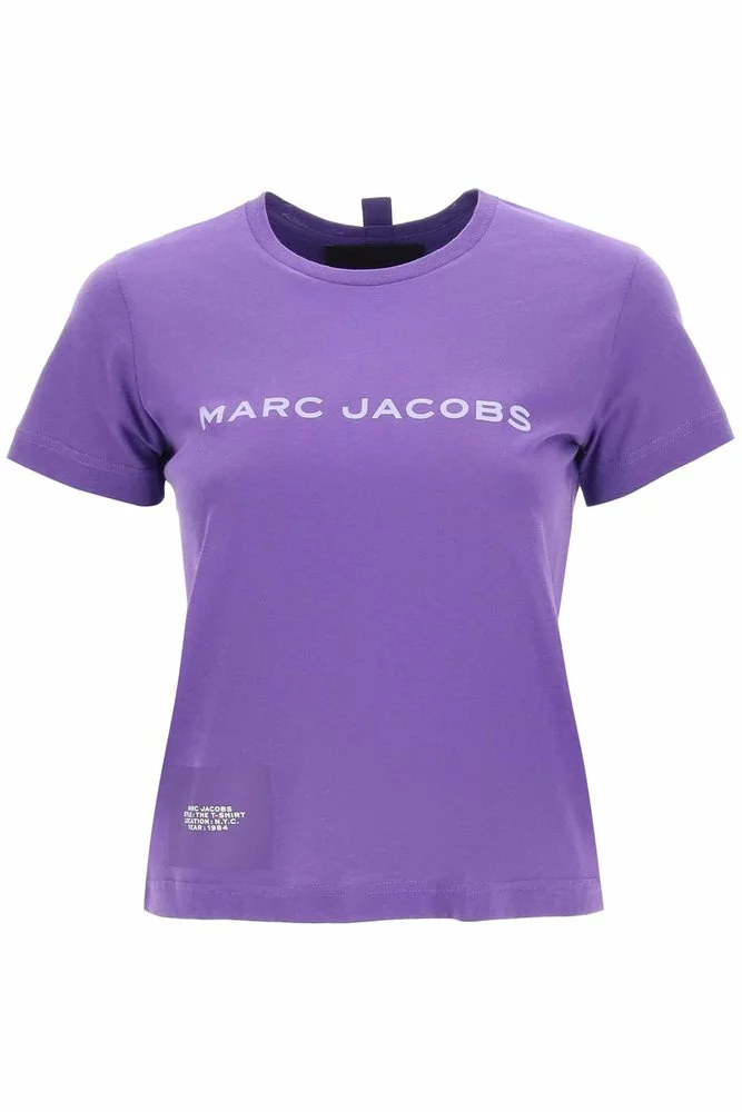 ( New Season ) Marc Jacobs Logo Print Crewneck T-Shirt Women, Purple 1 ( New Season ) Marc Jacobs Logo Print Crewneck T-Shirt Women, Purple