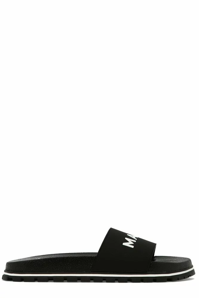 ( New Season ) Marc Jacobs Logo Printed Slip-On Slides Women, Black 1 ( New Season ) Marc Jacobs Logo Printed Slip-On Slides Women, Black