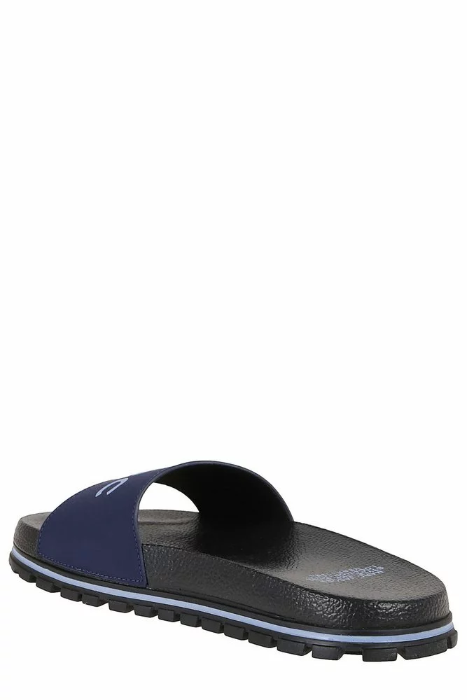 ( New Season ) Marc Jacobs Logo Printed Slip-On Slides Women, Blue 3 ( New Season ) Marc Jacobs Logo Printed Slip-On Slides Women, Blue - Image 3