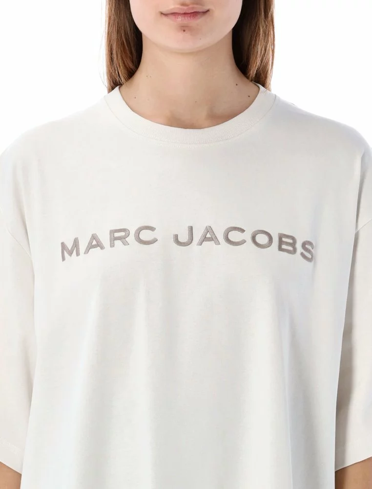 ( New Season ) Marc Jacobs Logo Embroidered Crewneck T-Shirt Women, White 4 ( New Season ) Marc Jacobs Logo Embroidered Crewneck T-Shirt Women, White - Image 4