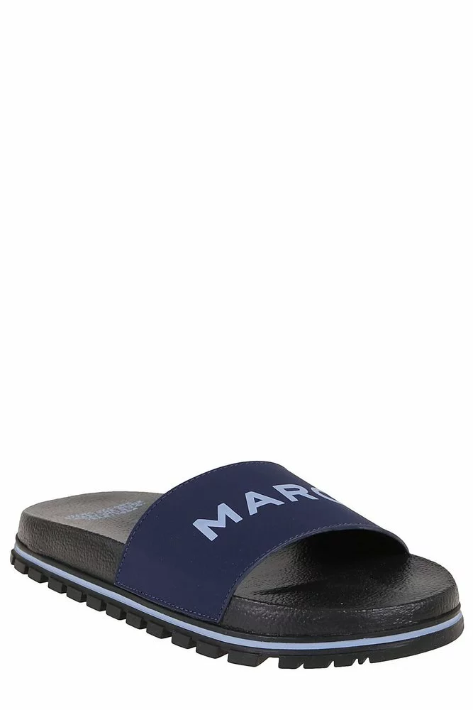 ( New Season ) Marc Jacobs Logo Printed Slip-On Slides Women, Blue 2 ( New Season ) Marc Jacobs Logo Printed Slip-On Slides Women, Blue - Image 2