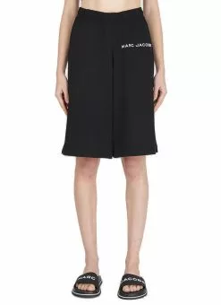 ( New Season ) Marc Jacobs Logo Embroidered Shorts Women, Black
