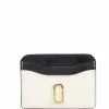 ( New Season ) Marc Jacobs Logo Plaque Card Case Women, White
