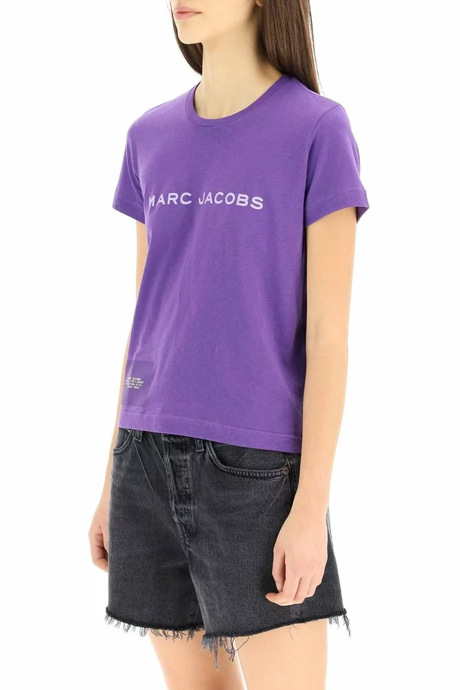 ( New Season ) Marc Jacobs Logo Print Crewneck T-Shirt Women, Purple 4 ( New Season ) Marc Jacobs Logo Print Crewneck T-Shirt Women, Purple - Image 4
