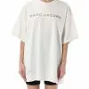 ( New Season ) Marc Jacobs Logo Embroidered Crewneck T-Shirt Women, White