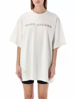 ( New Season ) Marc Jacobs Logo Embroidered Crewneck T-Shirt Women, White