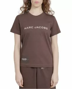 ( New Season ) Marc Jacobs Logo Print Crewneck T-Shirt Women, Brown