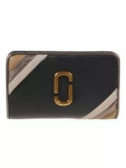 ( New Season ) Marc Jacobs The Glam Shot Bi-Fold Wallet Women, Black